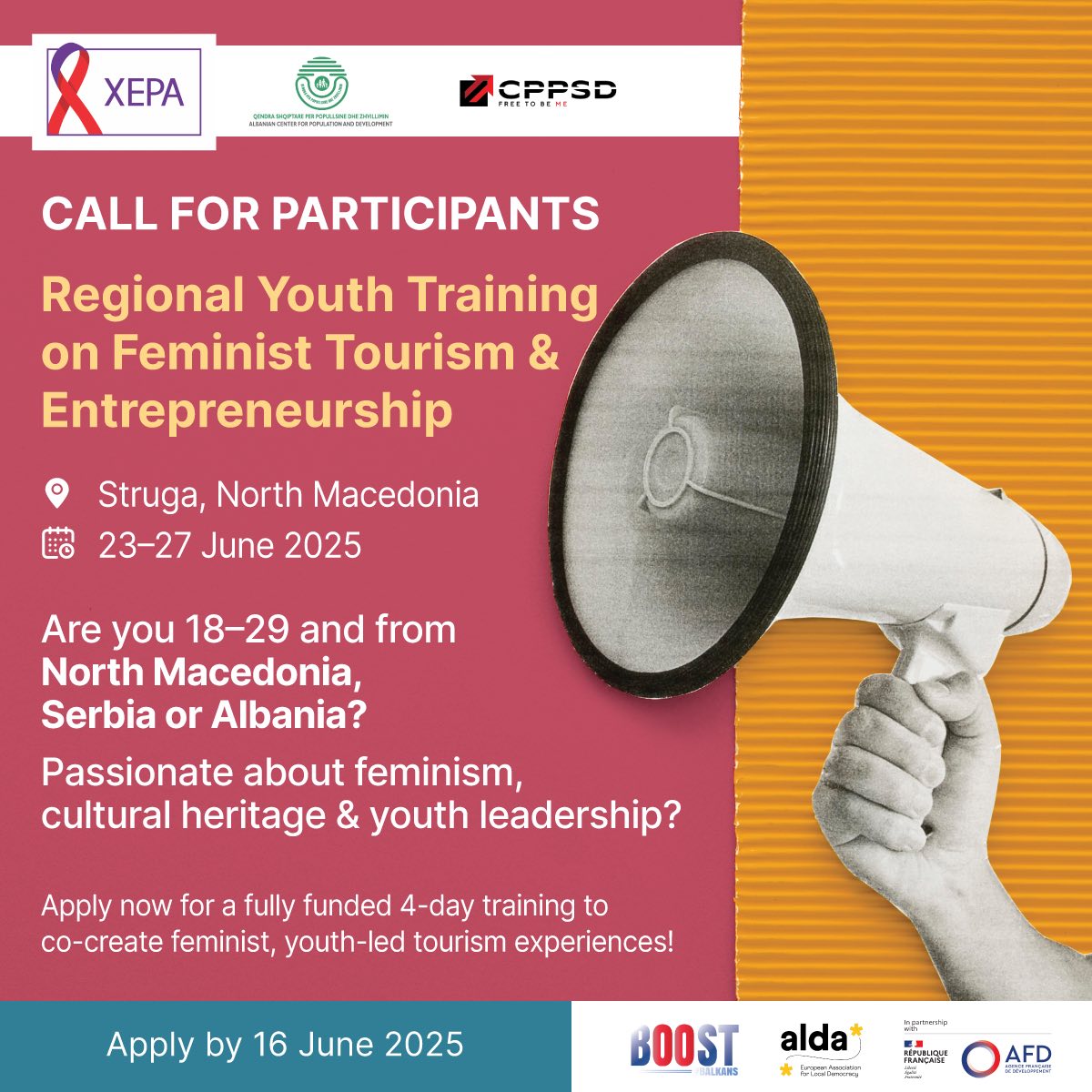 CALL FOR PARTICIPANTS – Regional Youth Training on Feminist Tourism, Cultural Heritage, and Entrepreneurship Struga, North Macedonia | 23–27 June 2025